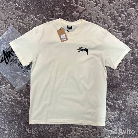 Футболка Stussy Diced out tee бежевая кубики ориги