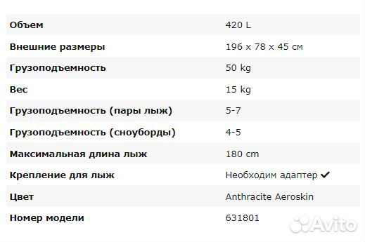 Автобокс антрацит Thule Pacific 780, 196х78х45см