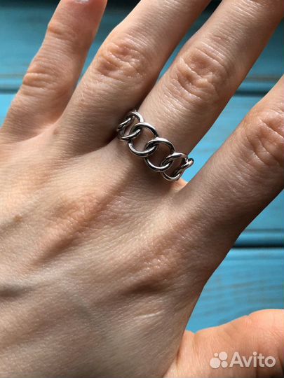 Серебряное кольцо-цепь