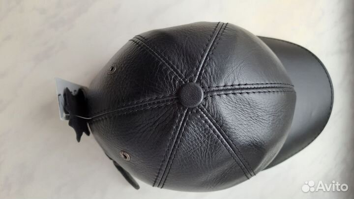 Бейсболка кожаная зимняя