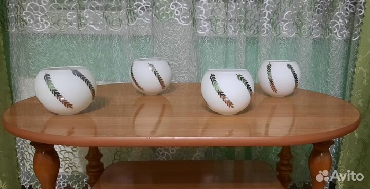 Плафоны для люстры Б/У, 4 шт (белосеребреный цвет)