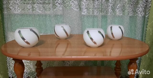 Плафоны для люстры Б/У, 4 шт (белосеребреный цвет)