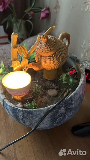 Декоративный фонтанчик для дома с подсветкой