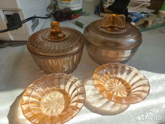 Набор посуды СССР, карамельно-розовый цвет