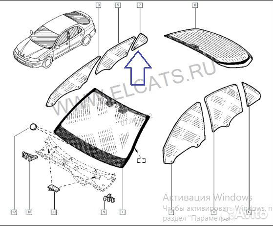 Стекло боковое заднее правое Renault Laguna 2 X74