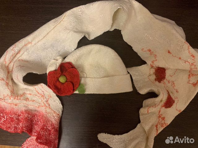 Шапка/шарф комплект из войлока