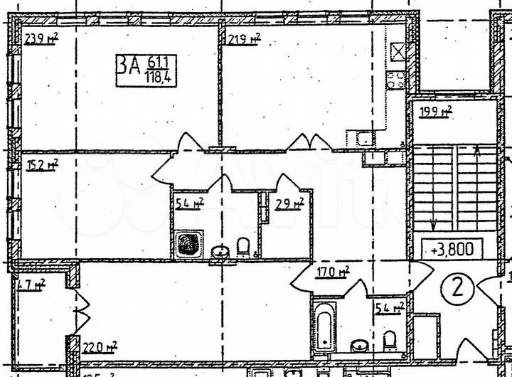 3-к. квартира, 118,4 м², 2/3 эт.