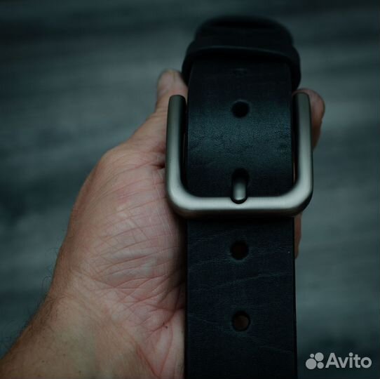 Кожаный ремень черного цвета 37мм