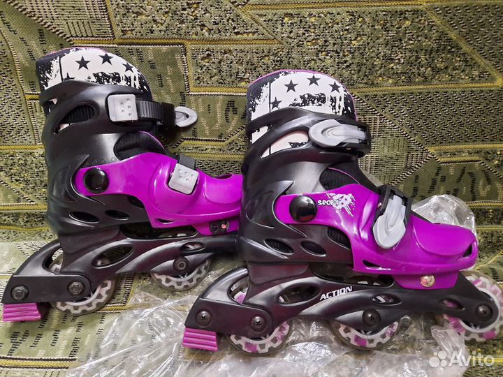 Ролики сиреневые раздвижные, размер 31-34