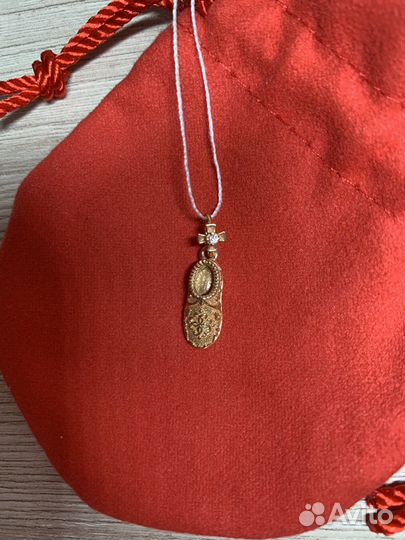 Подвеска новая башмачок серебряная с позолотой