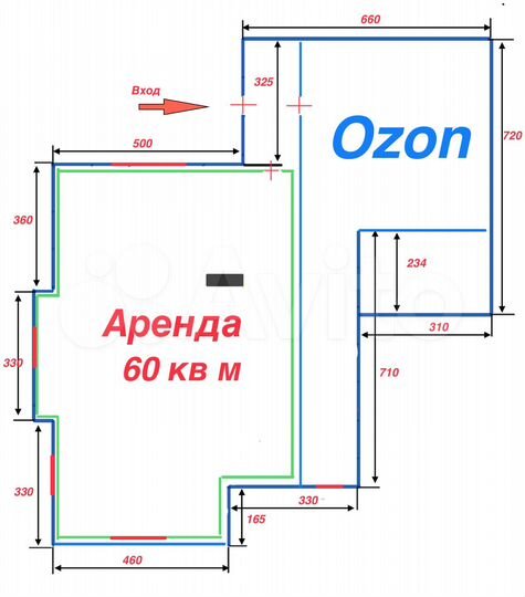 Свободного назначения, 60 м²