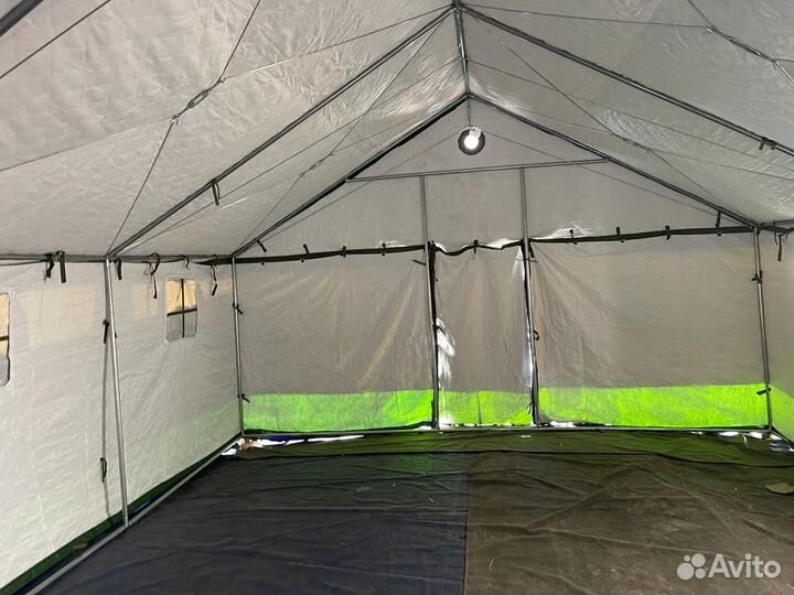 Палатка Каркасная утепленная зеленого цвета 5х6м
