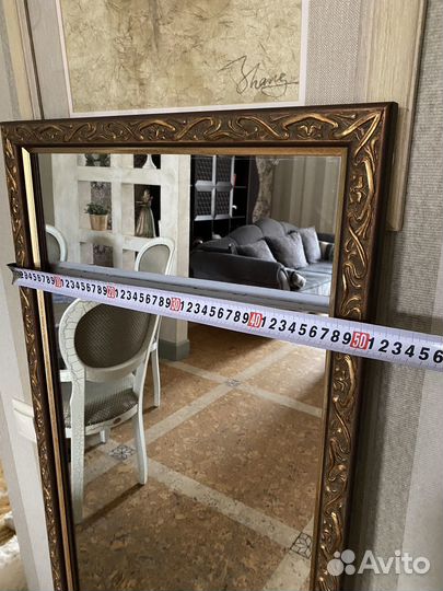 Зеркало настенное 140x50 в деревянной раме