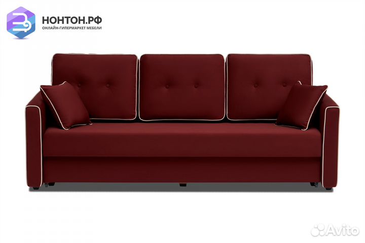 Диван еврокнижка Леон 3-х местный бордовый