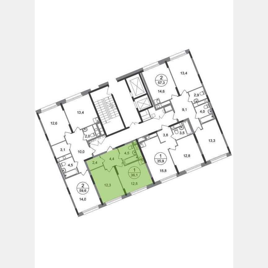 1-к. квартира, 36,1 м², 3/17 эт.