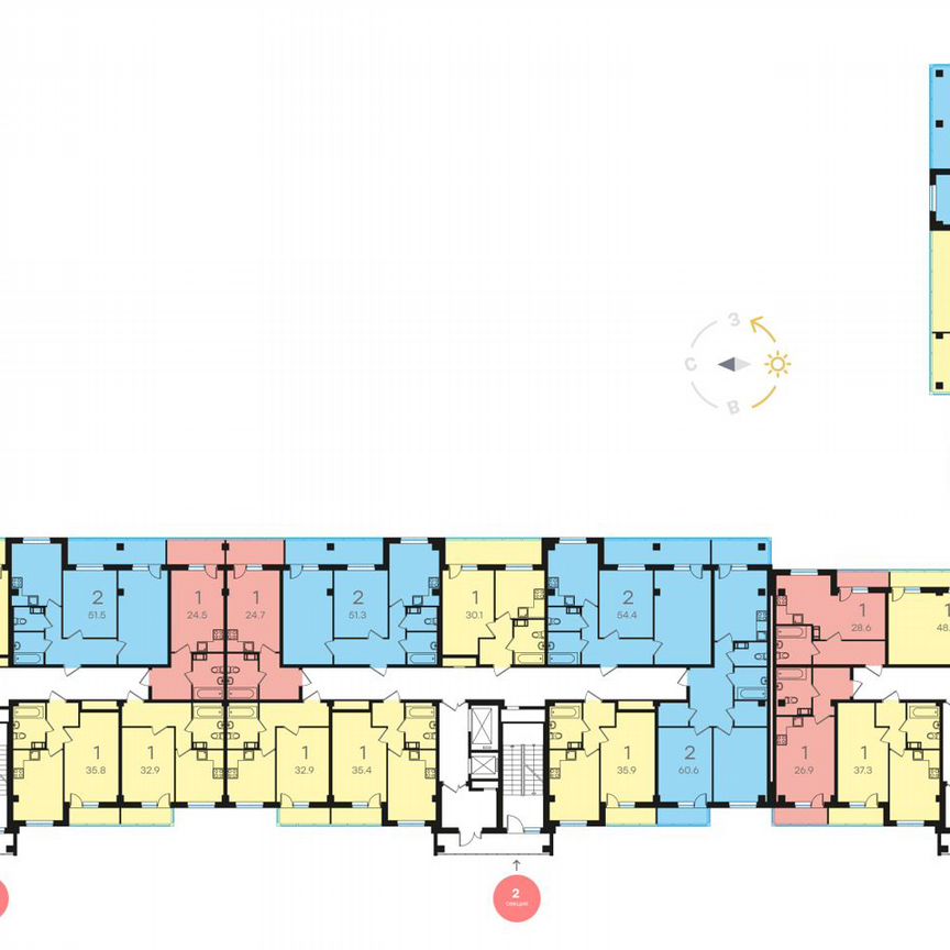 2-к. квартира, 59,9 м², 5/15 эт.