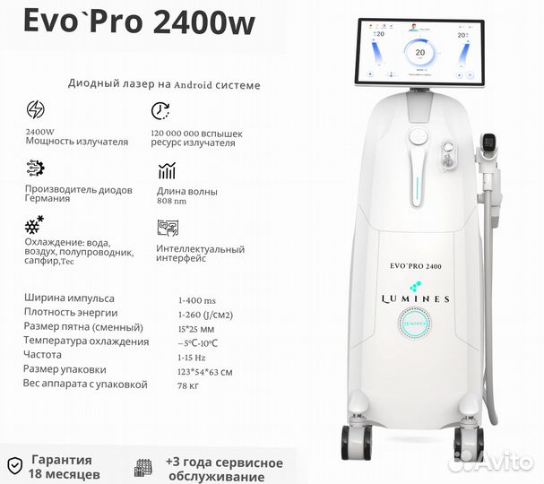 Диодный лазер Lumines Эво-Про 2400в