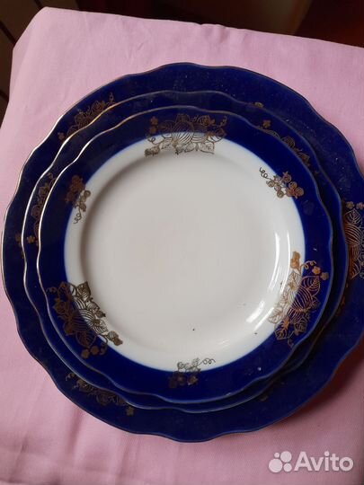 Тарелка кобальт. Дулево. Винтаж