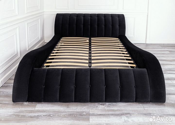 Кровать 140х200 Мадрид черный велюр