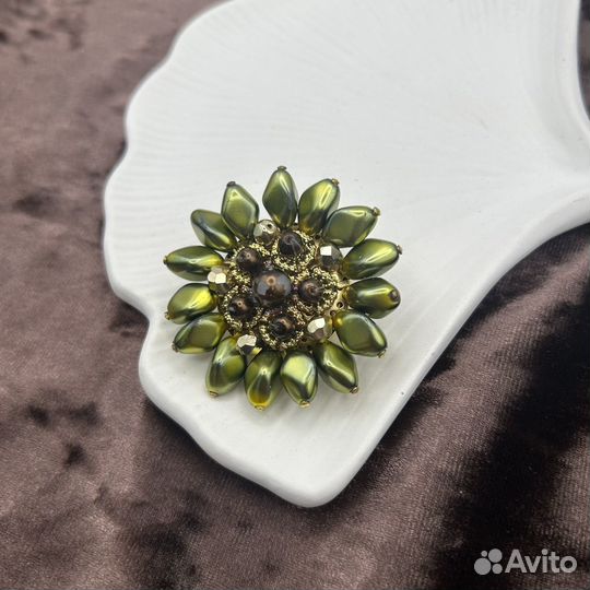 Винтажная наборная брошь чешская, Яблонекс, СССР