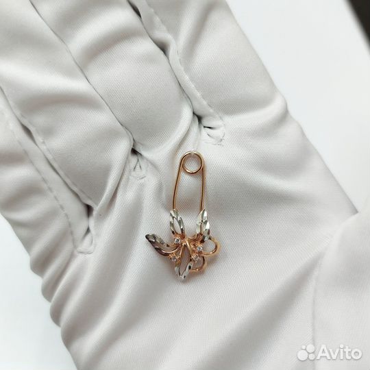 Брошь с синтетическим камнем Золото