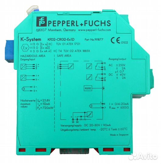 Барьер искрозащиты Pepperl+Fuchs KFD2-CRG2-Ex1D Тр
