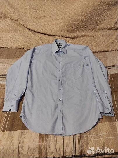 Голубая рубашка 48 р из 100% хлопка Henderson