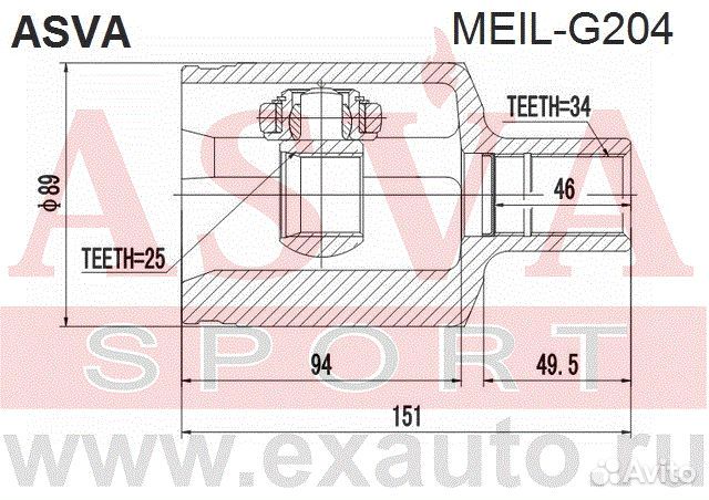 Шрус внутренний левый 25x38x34