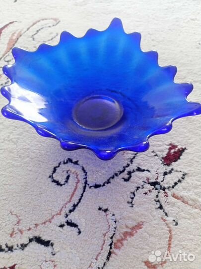 Ваза для фруктов цветное стекло СССР