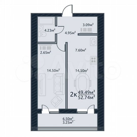 2-к. квартира, 52,7 м², 8/10 эт.