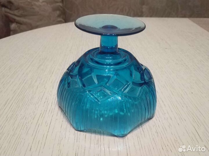 Ваза конфетница СССР купоросное стекло