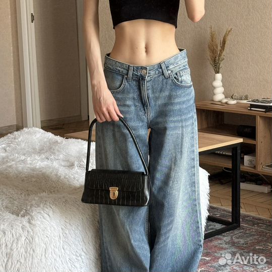 Новая черная сумка багет