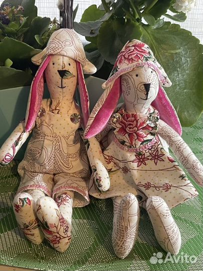 Кукла тильда ручной работы, пасхальные кролики
