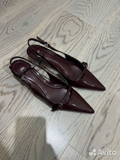Zara слингбэки в наличии 39 цвет бургунди
