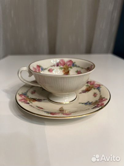 Немецкий антикварный фарфор. Чайная пара Schuman