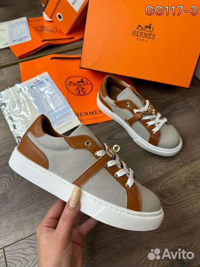 Кеды кроссовки Hermes натуральные (36-40)