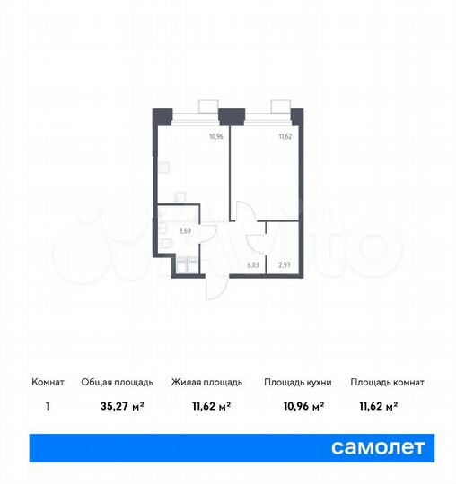 1-к. апартаменты, 35,3 м², 15/23 эт.