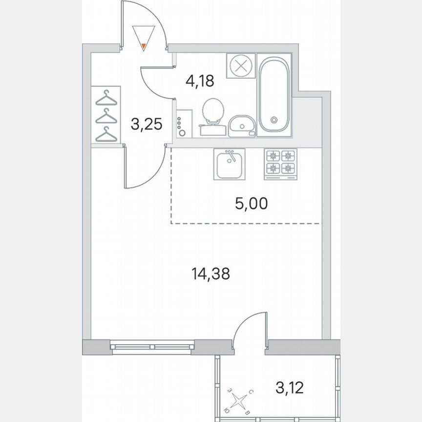 Квартира-студия, 27,8 м², 7/8 эт.