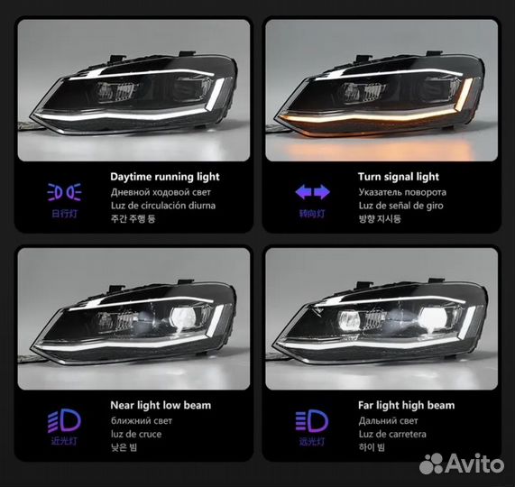 Фары светодиодные Volkswagen Polo 5 Full LED New