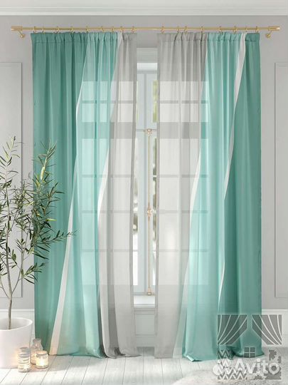 Тюль «Риловис». Бирюзовый