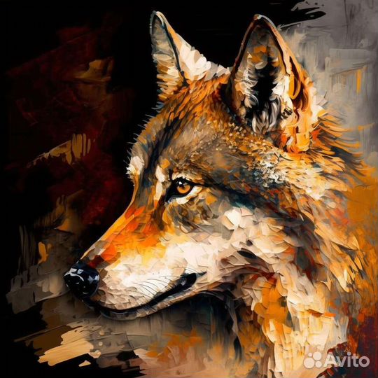 Волк картина маслом на стену музейное качество
