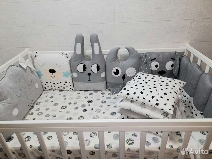 Бортики в детскую кроватку зверюшки