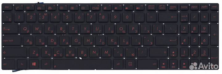 Клавиатура Asus N56 N56V черная с красной подсветк