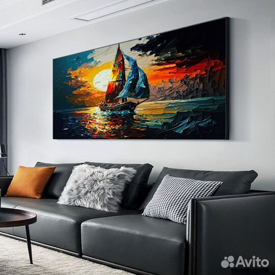 Пейзаж маслом паруса