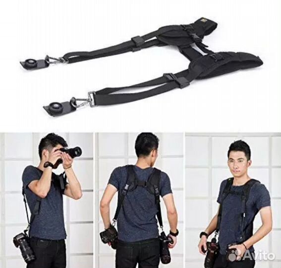 Профессиональный двойной ремень для двух фотокамер