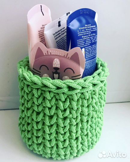 Корзина интерьерная для хранения вязаная