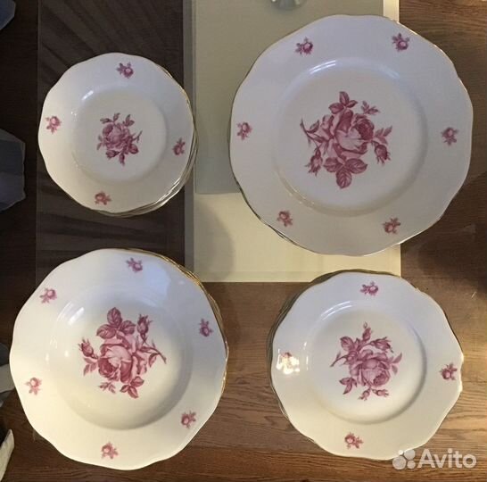 Набор столовой посуды «Роза» Богемия Чехословакия