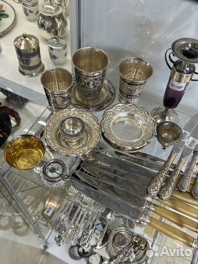 Серебро Кубачи, Европа. Рюмки бокалы солонки