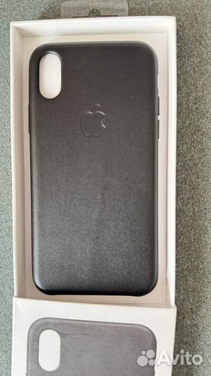 Чехол Apple iPhone X Leather Case Black & Red