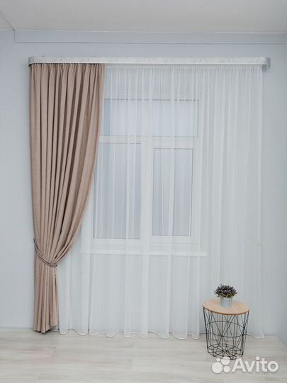Готовый тюль бамбук на шторной ленте